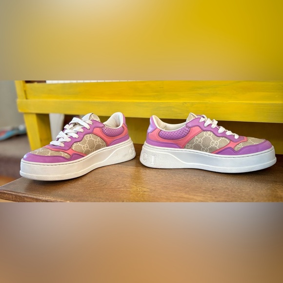 Gucci Pink & Lilac Platform Low-Top Sneaker - Picture 5 of 14